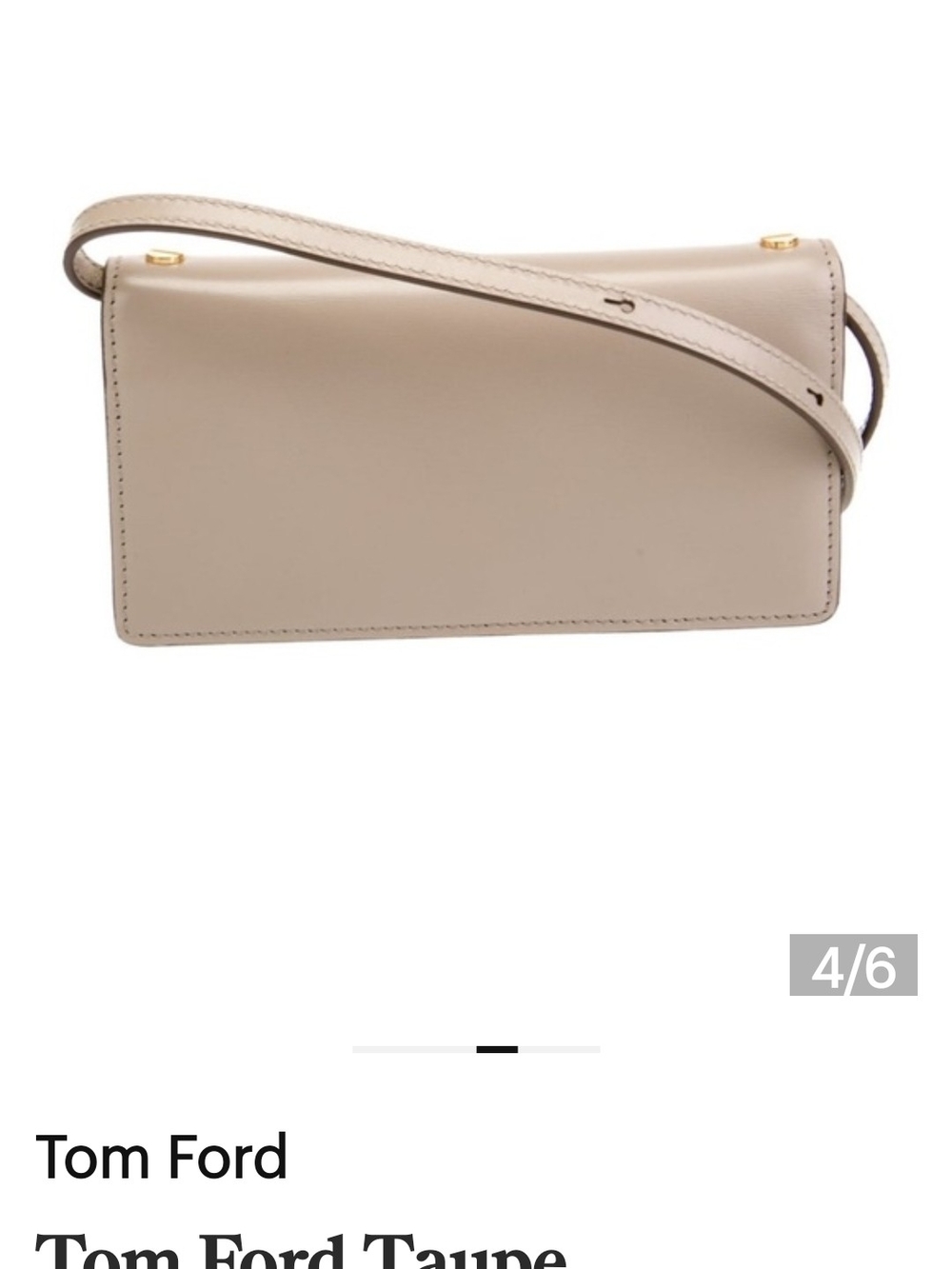 Tom Ford Taupe Leather TF Logo Shoulder Bag - Picture 2 of 7
